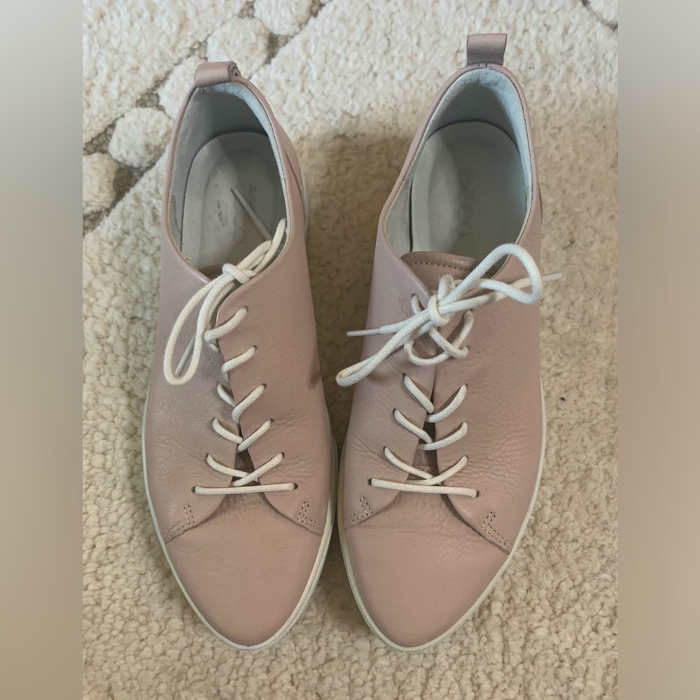 Ecco blush, leather sneakers.